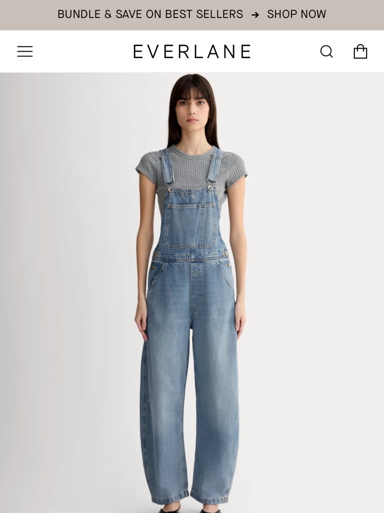 Everlane Light Indigo WideLeg Denim Overalls